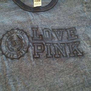 Love PINK Heather Band Sleeve Sheer T-Shirt